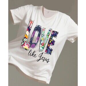 Love like Jesus T-shirt Women's 2XL White Faith-based